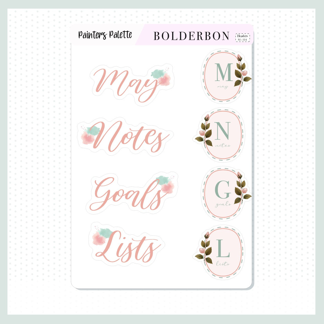 May Header Stickers || Painter's Palette Theme, Aesthetic Journal Stickers, Journaling Stickers