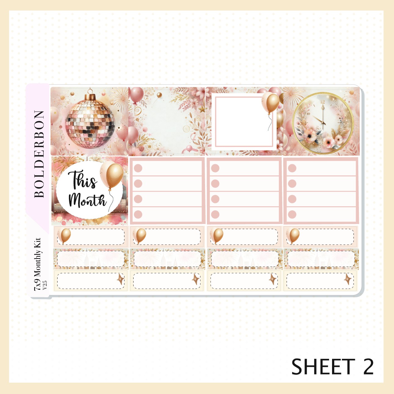 JANUARY 7x9 Monthly Sticker Kit || Golden Hour, New Year's, Celebration