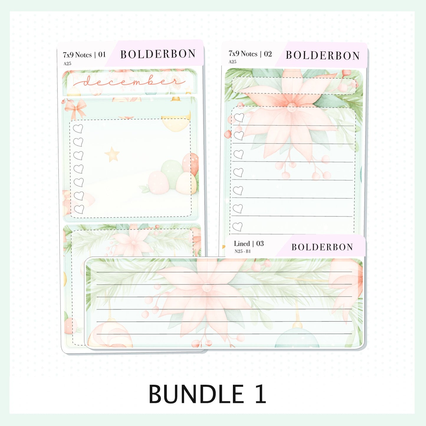 DECEMBER 7x9 Notes Kit || 2025/2026 Planner Sticker Kit for Erin Condren Planners, Festive Christmas Planner Stickers, Holiday Pastel Vibe