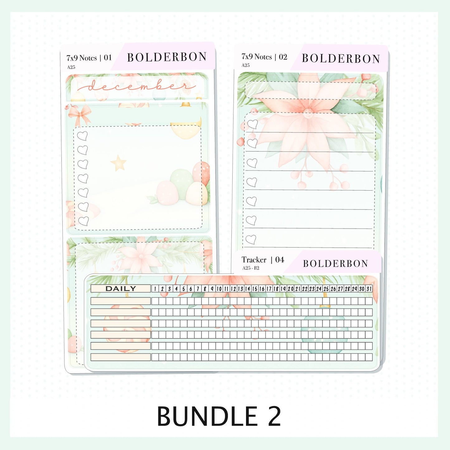 DECEMBER 7x9 Notes Kit || 2025/2026 Planner Sticker Kit for Erin Condren Planners, Festive Christmas Planner Stickers, Holiday Pastel Vibe