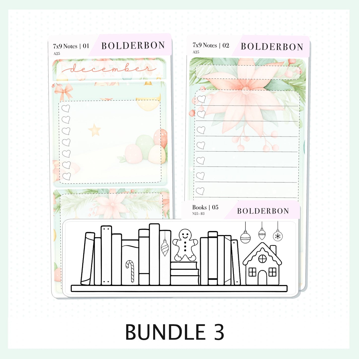 DECEMBER 7x9 Notes Kit || 2025/2026 Planner Sticker Kit for Erin Condren Planners, Festive Christmas Planner Stickers, Holiday Pastel Vibe
