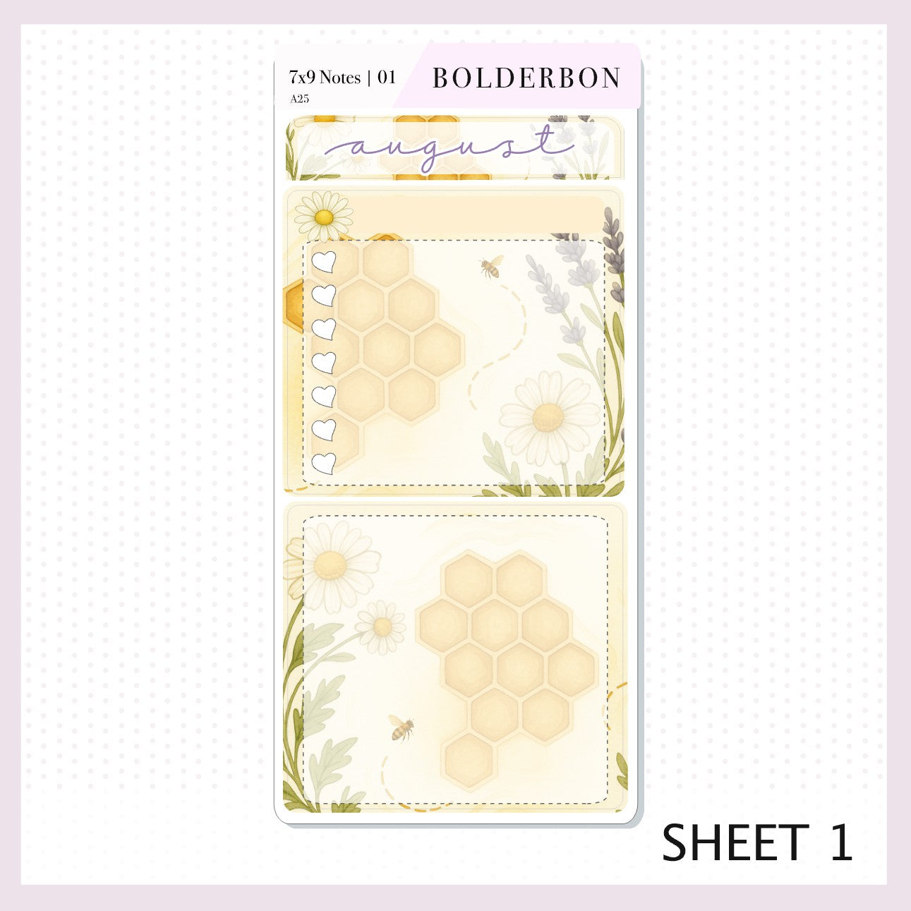 NEW AUGUST 7x9 Notes Kit || 2025/2026 Planner Sticker Kit for Erin Condren Planners, Sweet Honey