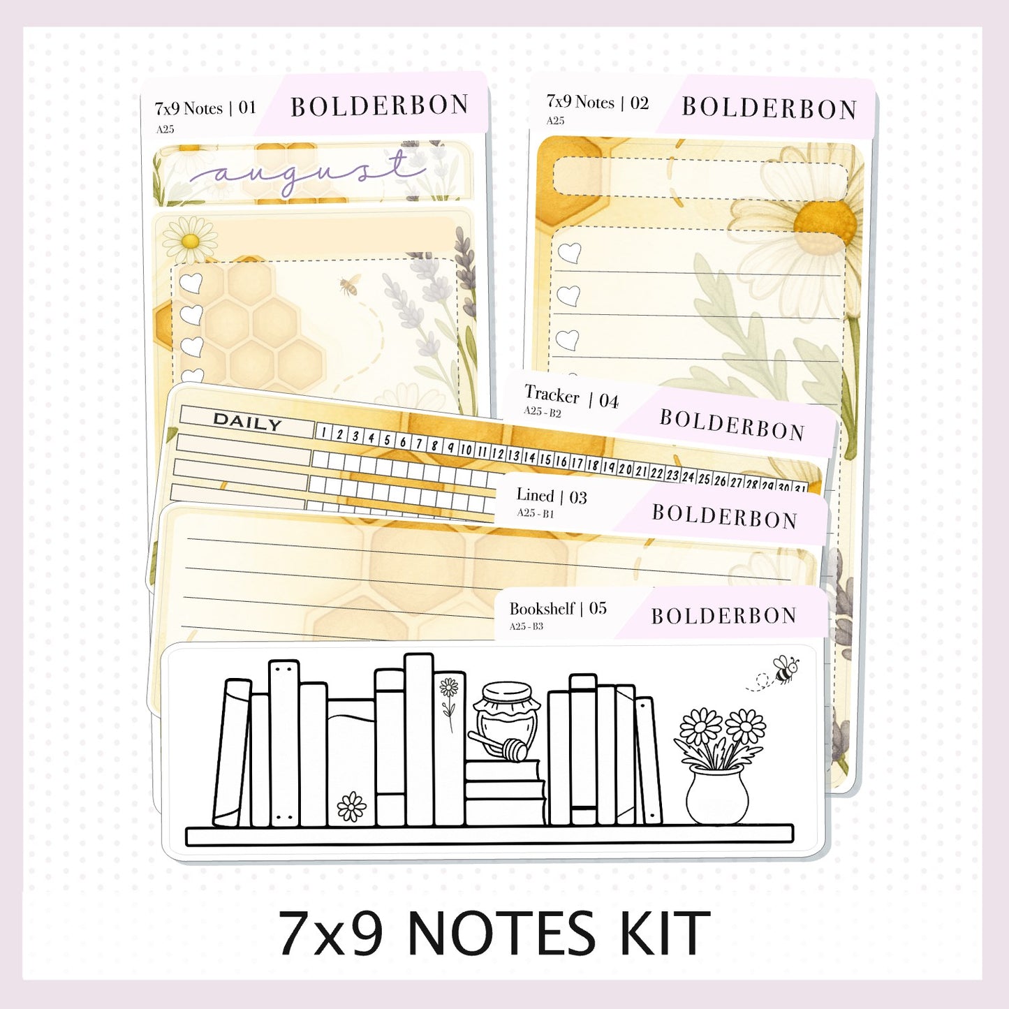 NEW AUGUST 7x9 Notes Kit || 2025/2026 Planner Sticker Kit for Erin Condren Planners, Sweet Honey