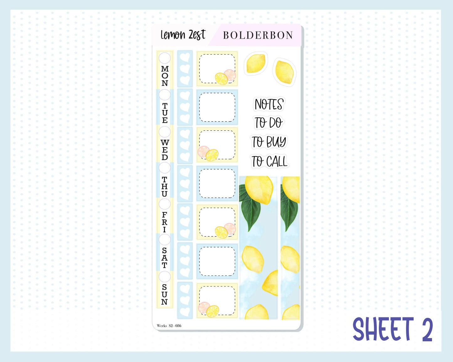 LEMON ZEST || Hobonichi Weeks Planner Sticker Kit