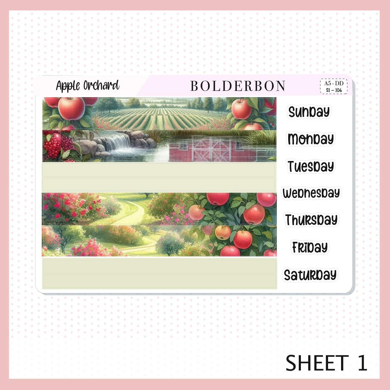 APPLE ORCHARD || A5 Daily Duo Planner Sticker Kit