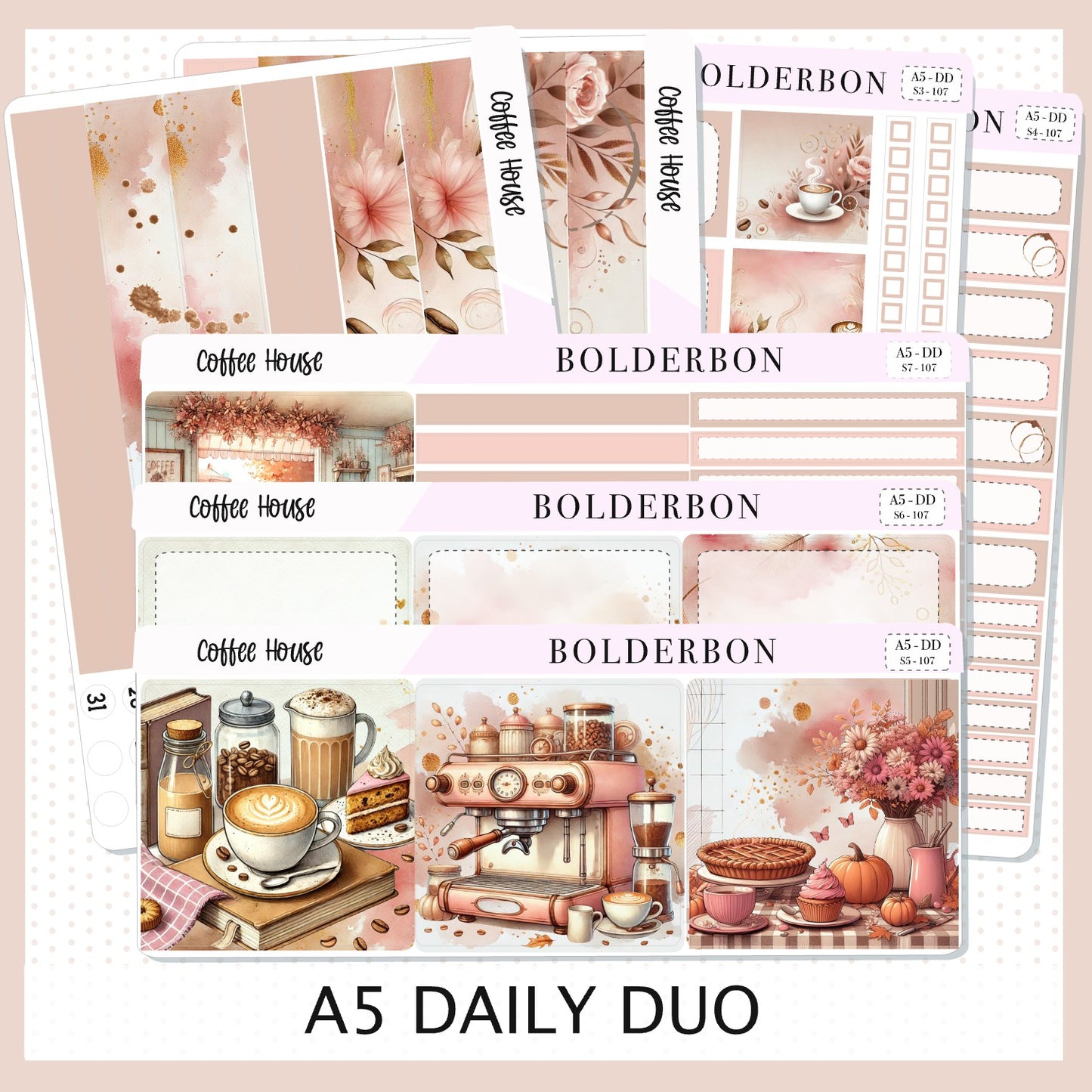 COFFEE HOUSE || A5 Daily Duo Planner Sticker Kit