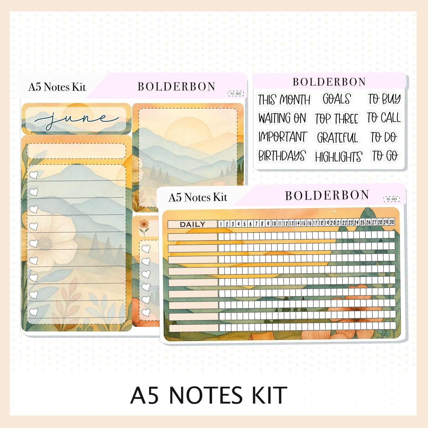 JUNE - A5 NOTES KIT || Planner Sticker Kit for A5 Planners and Notebooks
