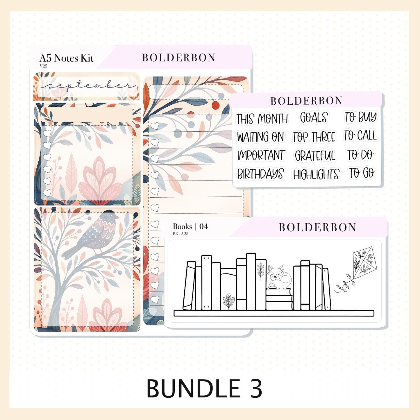 SEPTEMBER A5 Notes Kit || New Layout 2025/2026, Planner Sticker Kit for Erin Condren Planners, Windsong Theme