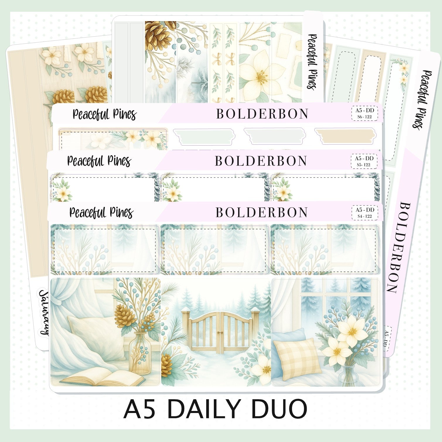 PEACEFUL PINES A5 Daily Duo || EC Planner Sticker Kit – Bolderbon