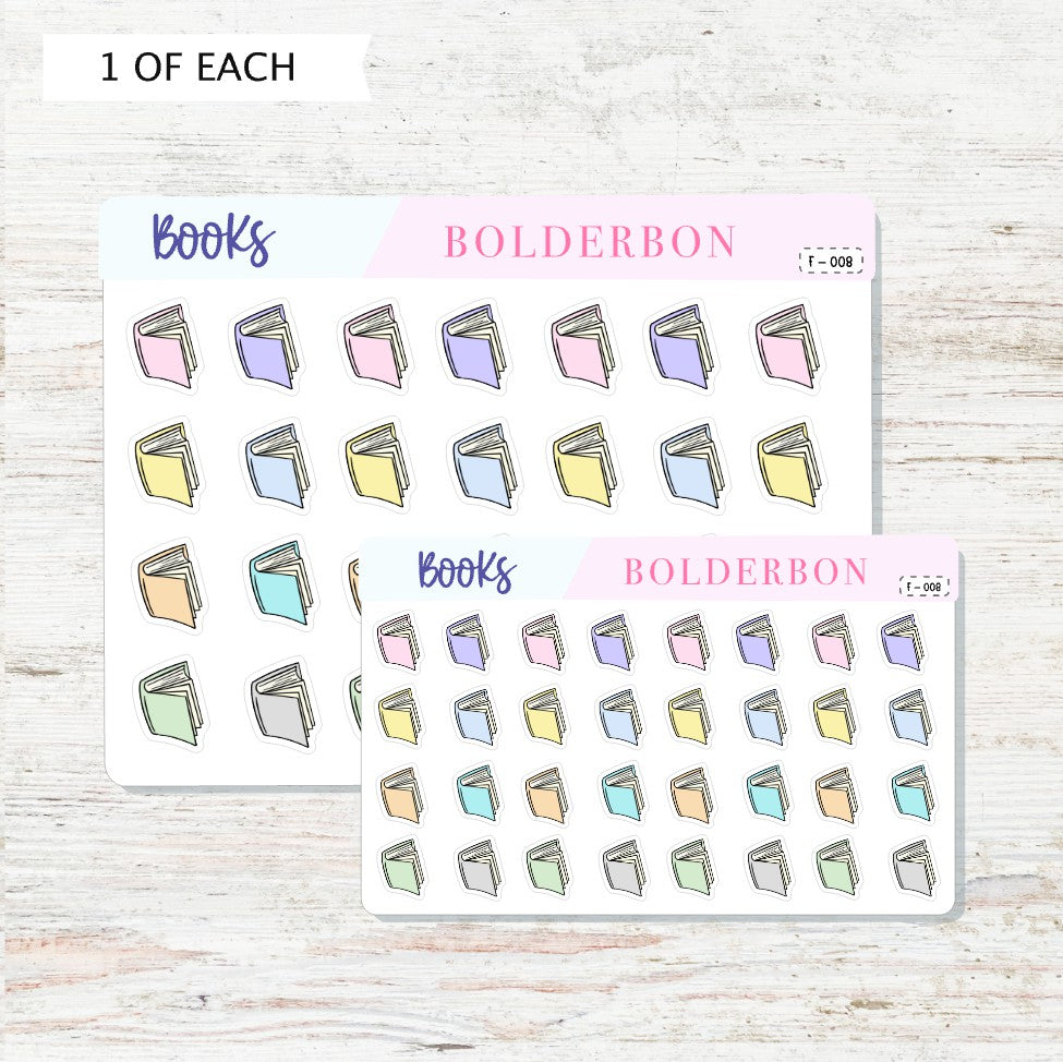 BOOK Planner Stickers || Pastel Reading Icons for Journals, Planners & Notebooks, Cute Book Stickers for Habit Tracking, Book Lovers