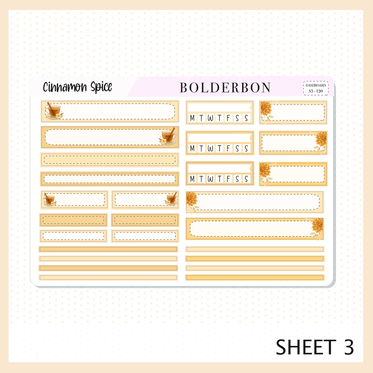 CINNAMON SPICE Erin Condren Dashboard Sticker kit || Cozy Tea Theme, Fall Floral Planner Stickers, Autumn Aesthetic Vibe