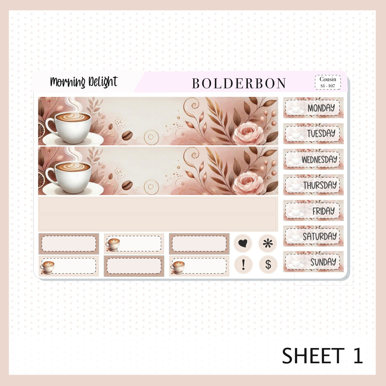 MORNING DELIGHT Hobonichi Cousin || Planner Sticker Kit