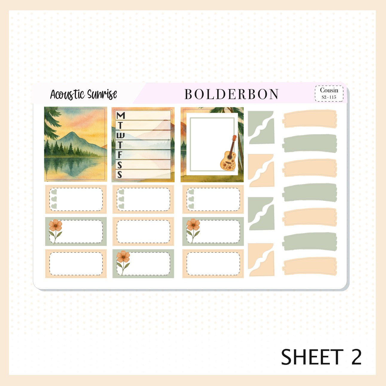 ACOUSTIC SUNRISE Hobonichi Cousin || A5 Planner Sticker Kit, Aesthetic Outdoor Nature Camping Weekly Planner Stickers