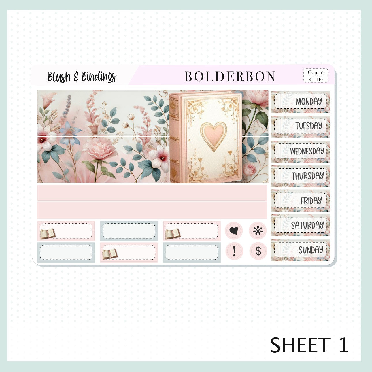 BLUSH & BINDINGS Hobonichi Cousin || Bookish, Planner Sticker Kit
