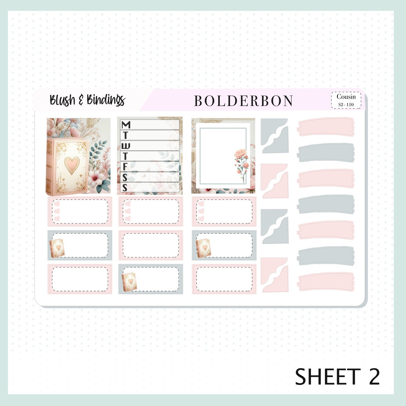 BLUSH & BINDINGS Hobonichi Cousin || Bookish, Planner Sticker Kit