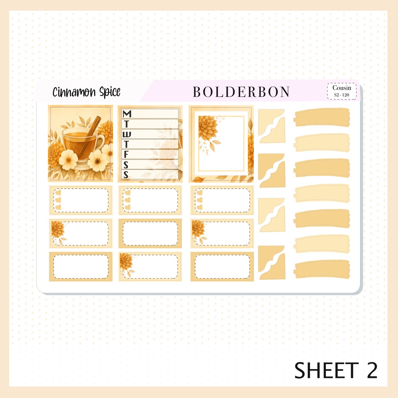 CINNAMON SPICE Hobonichi Cousin || A5 Planner Sticker Kit, Cozy Fall Floral Planner Stickers, Autumn Aesthetic Vibe