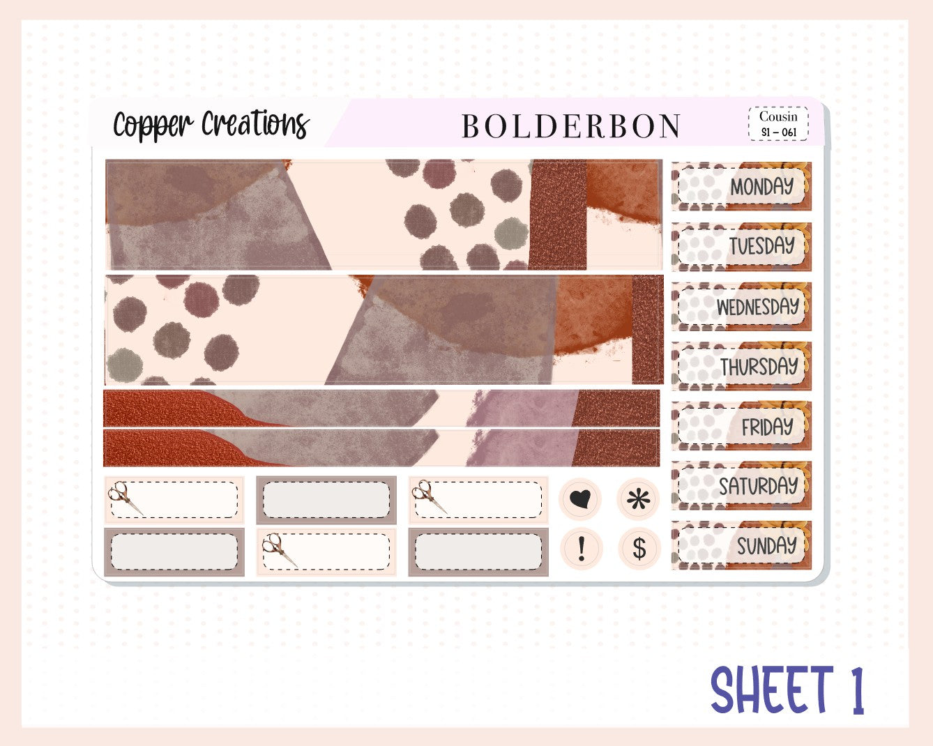 COPPER CREATIONS Hobonichi Cousin || Weekly Planner Sticker Kit Hand Drawn