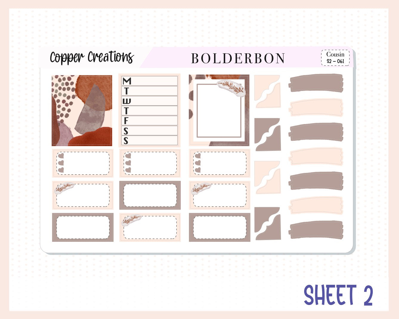 COPPER CREATIONS Hobonichi Cousin || Weekly Planner Sticker Kit Hand Drawn