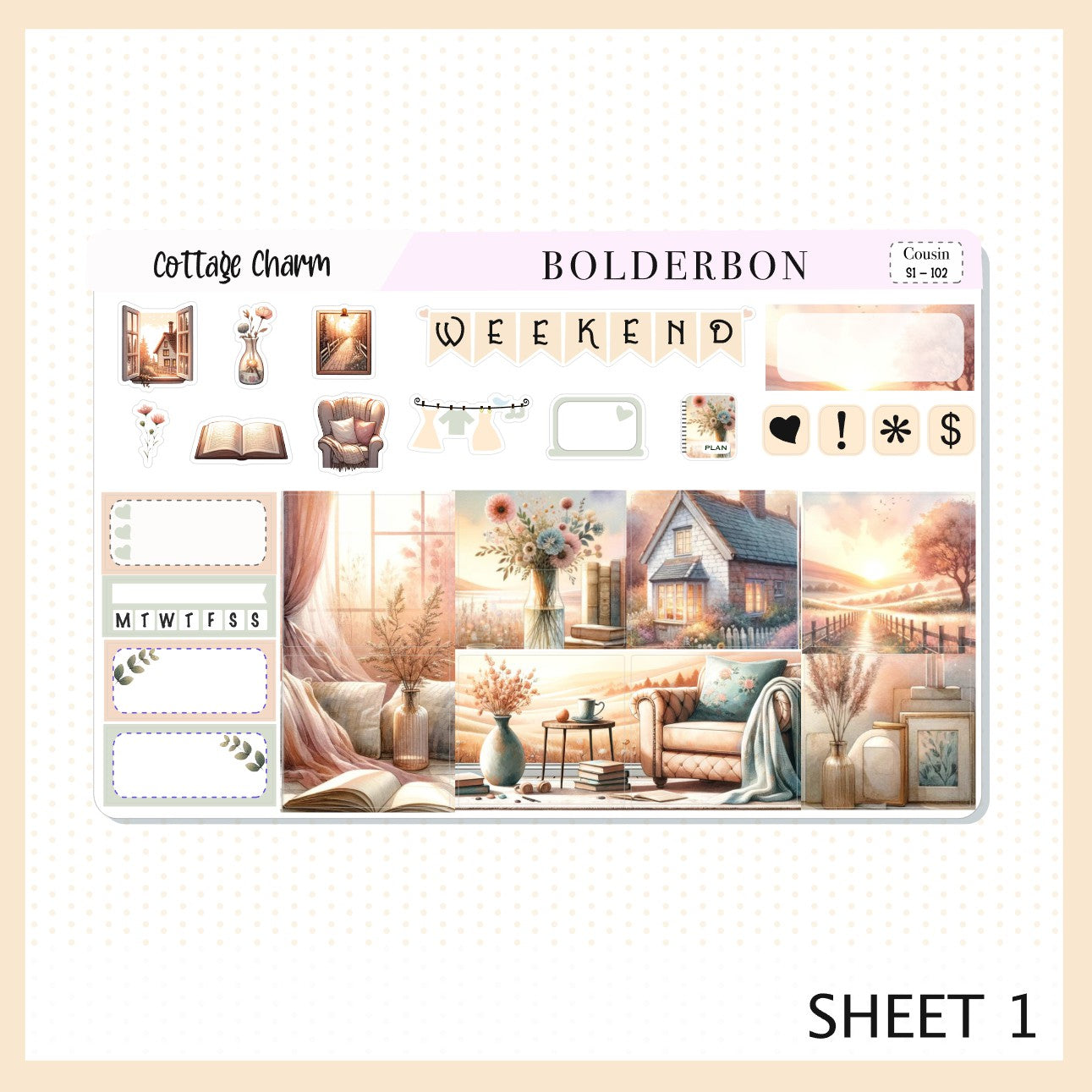 COTTAGE CHARM Hobonichi Cousin || Planner Sticker Kit