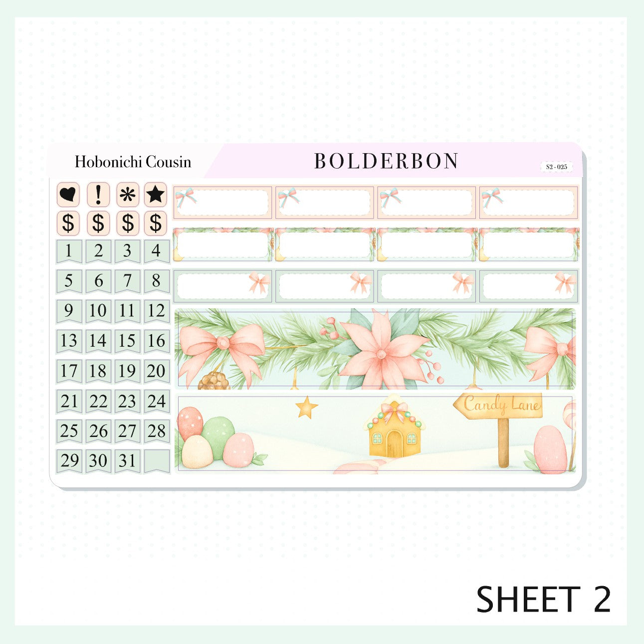 DECEMBER Hobonichi Cousin and A5 Day Free || Festive Floral Planner Stickers, Pastel Holiday Aesthetic Vibe