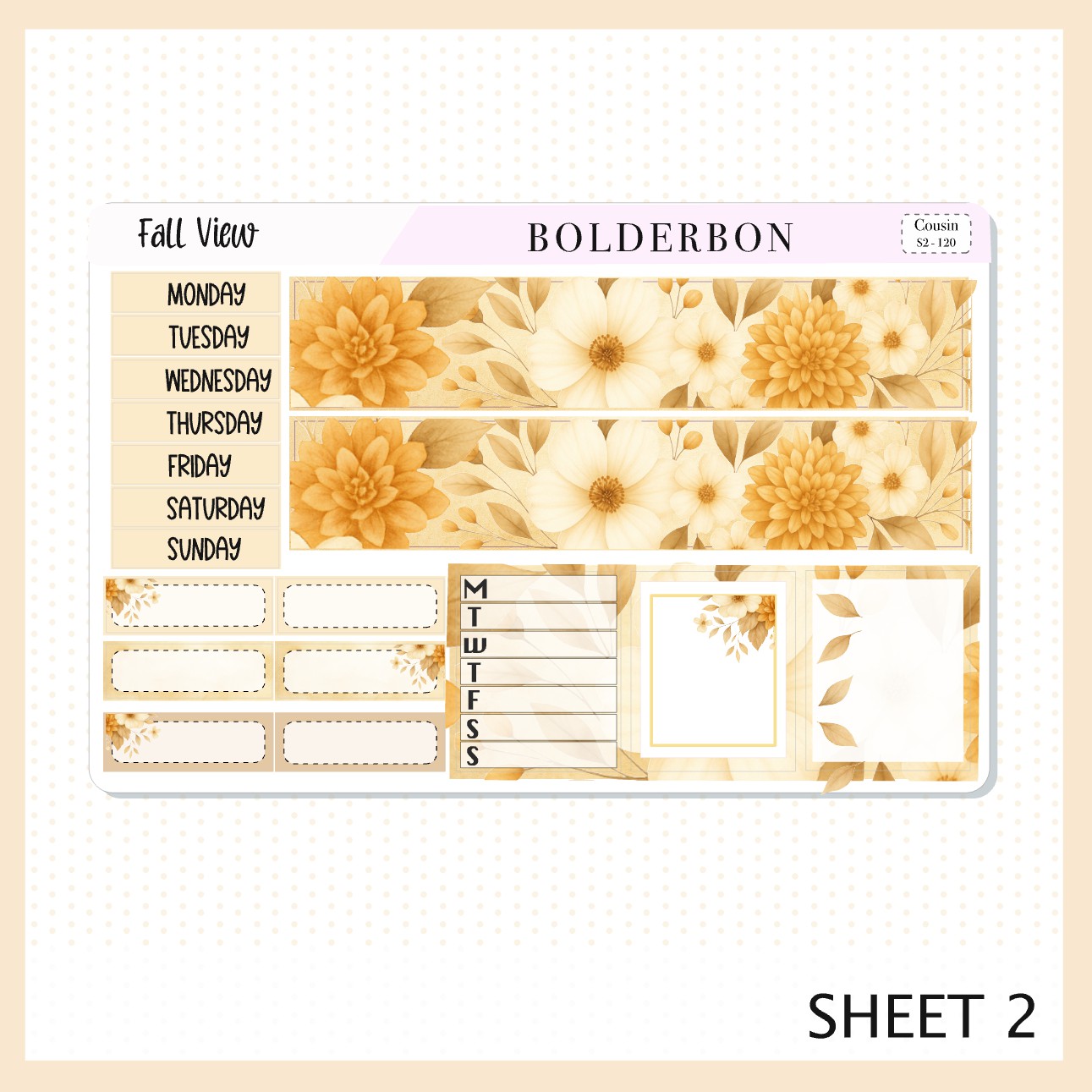 FALL VIEW Hobonichi Cousin || A5 Planner Sticker Kit, Cozy Fall Floral Planner Stickers, Autumn Aesthetic Vibe