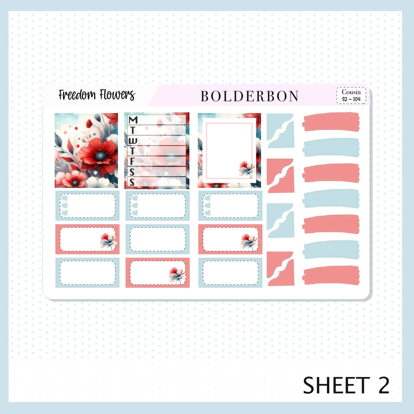 FREEDOM FLOWERS Hobonichi Cousin || Planner Sticker Kit