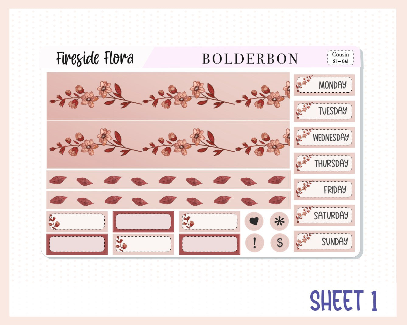FIRESIDE FLORA Hobonichi Cousin || Weekly Planner Sticker Kit Hand Drawn