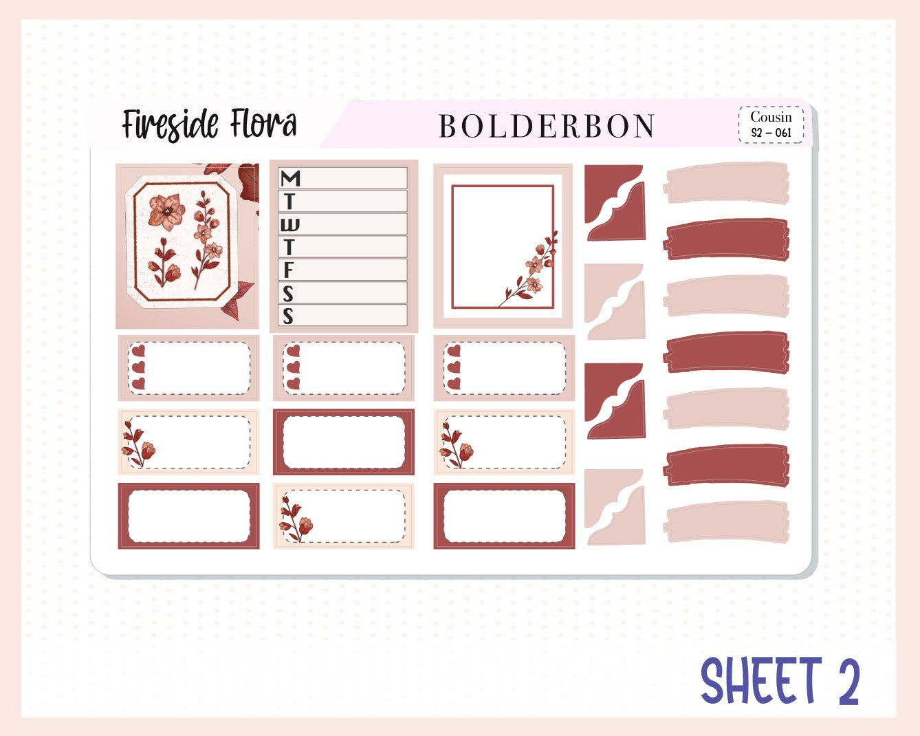 FIRESIDE FLORA Hobonichi Cousin || Weekly Planner Sticker Kit Hand Drawn