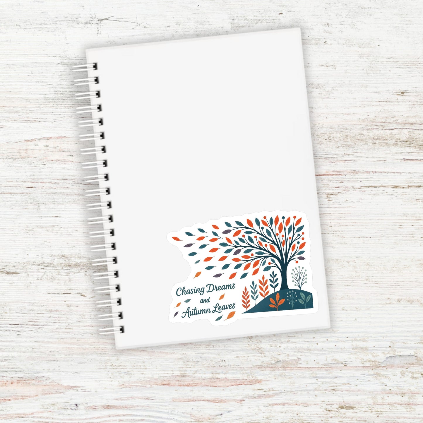 Chasing Dreams and Autumn Leaves Sticker || Whimsical Autumn Vinyl Sticker, Boho Vibe Sticker, Fall Tree Folk Art Laptop Decal