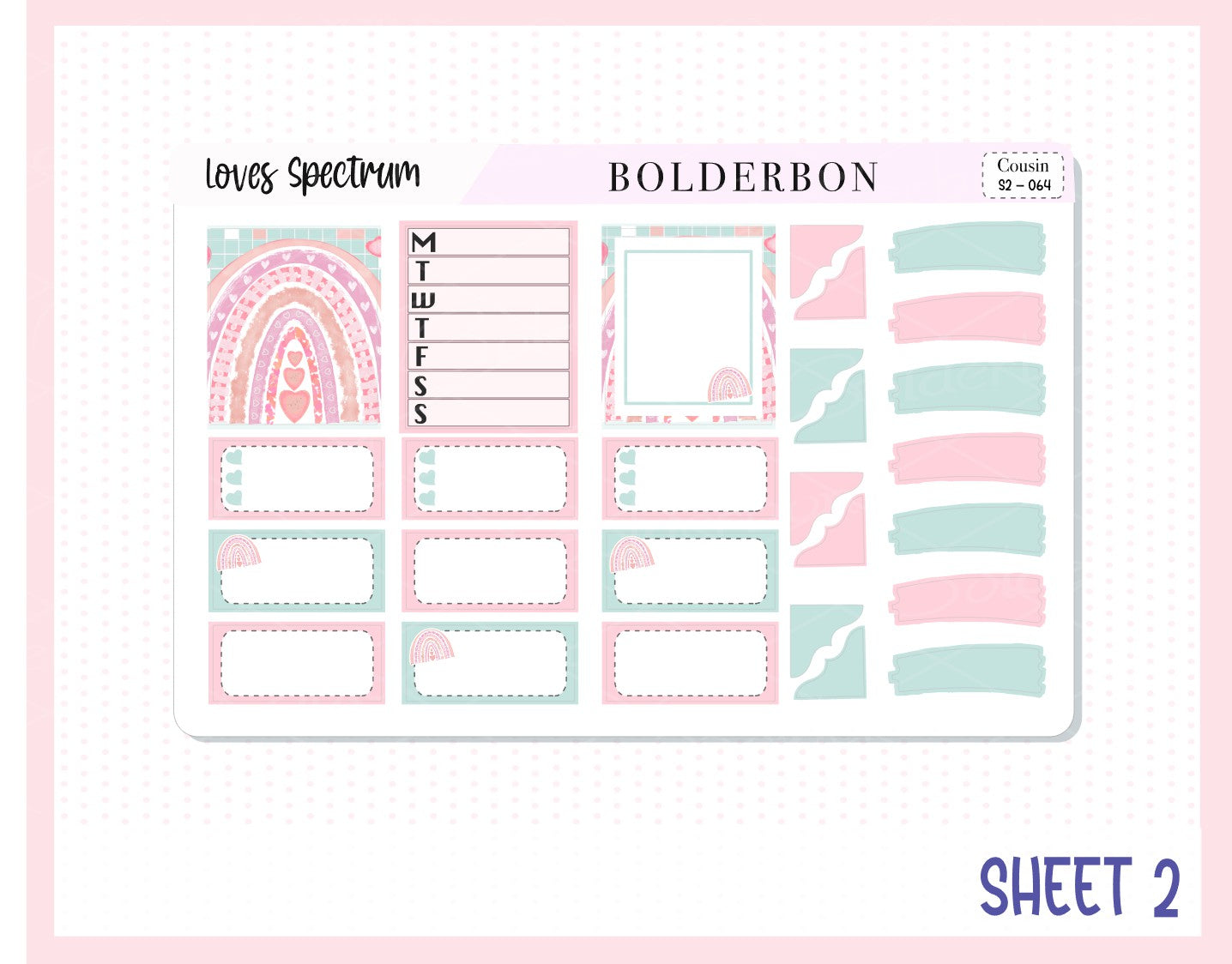 LOVES SPECTRUM Hobonichi Cousin || Weekly Planner Sticker Kit Hand Drawn, Valentine's, Love