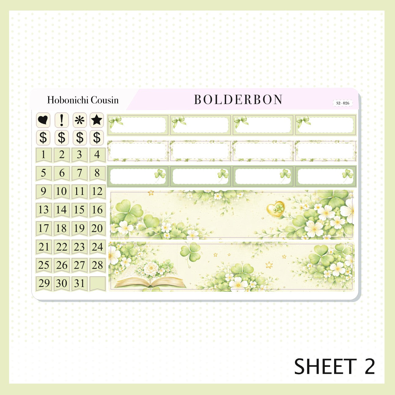 MARCH Hobonichi Cousin and A5 Day Free || Lucky Chapter, Monthly Planner Sticker Kit