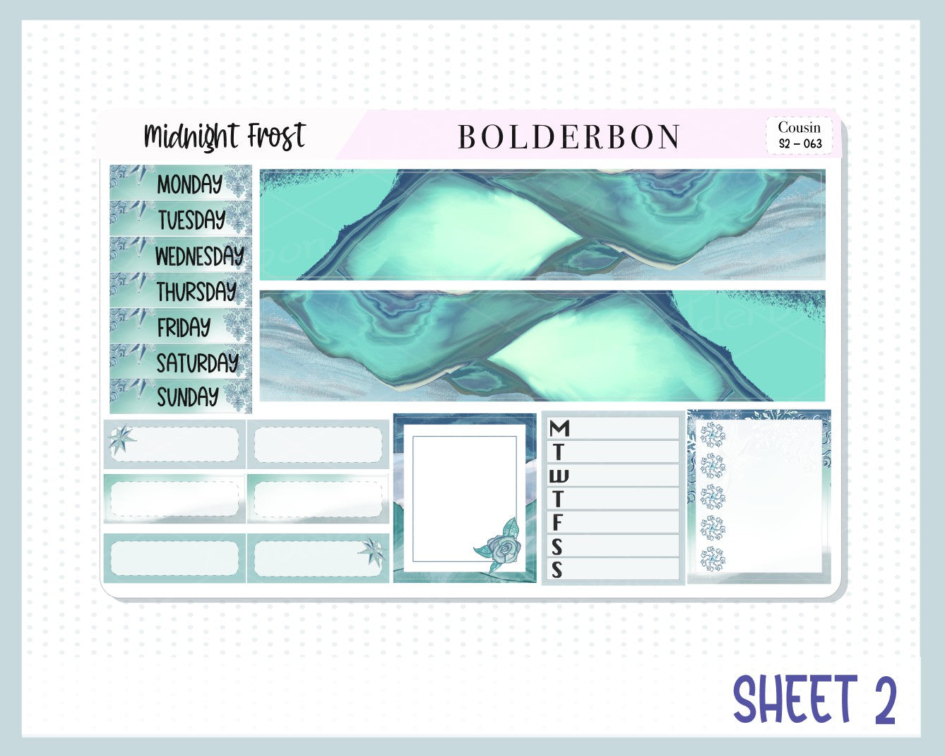 MIDNIGHT FROST Hobonichi Cousin || Weekly Planner Sticker Kit Hand Drawn, Winter