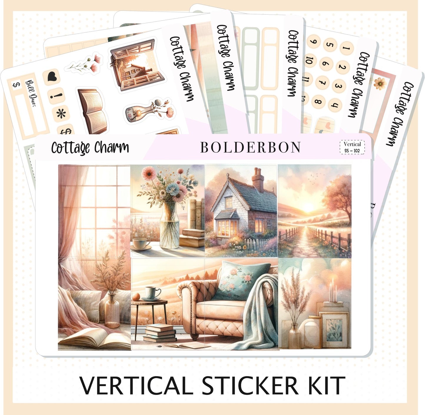 COTTAGE CHARM || 7x9 Vertical Planner Sticker Kit