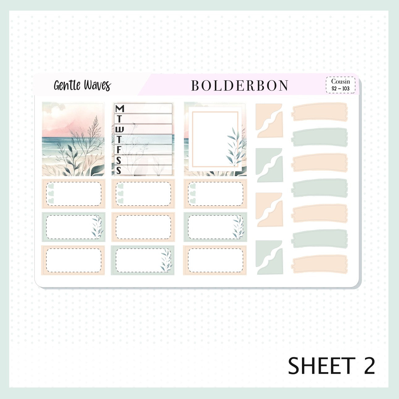 GENTLE WAVES Hobonichi Cousin || Planner Sticker Kit