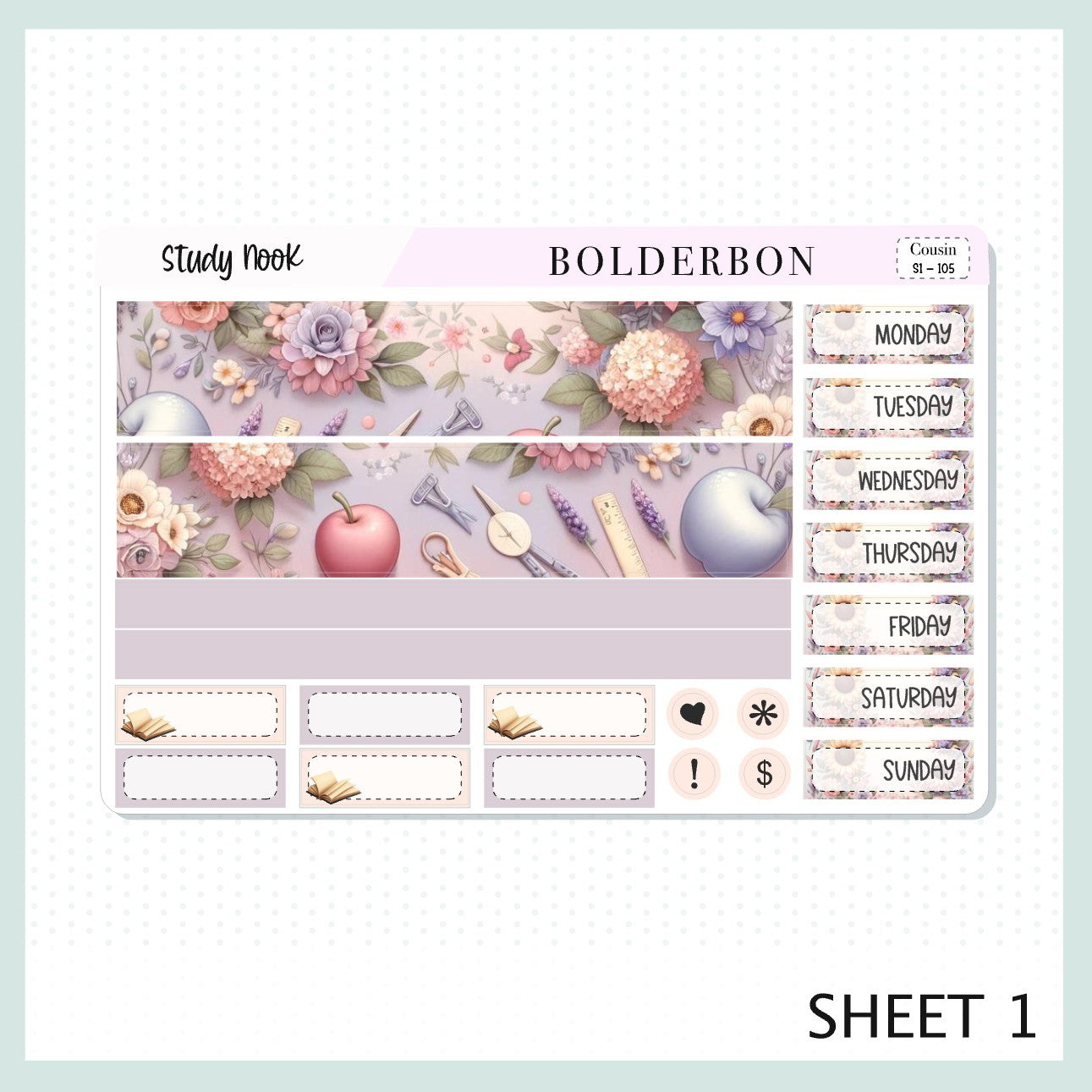 STUDY NOOK Hobonichi Cousin || Planner Sticker Kit