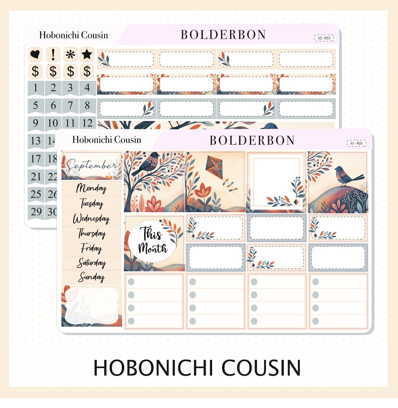 SEPTEMBER Hobonichi Cousin and A5 Day Free || Whimsical Woodland Forest Theme, Fall Leaves Vibe Planner Stickers