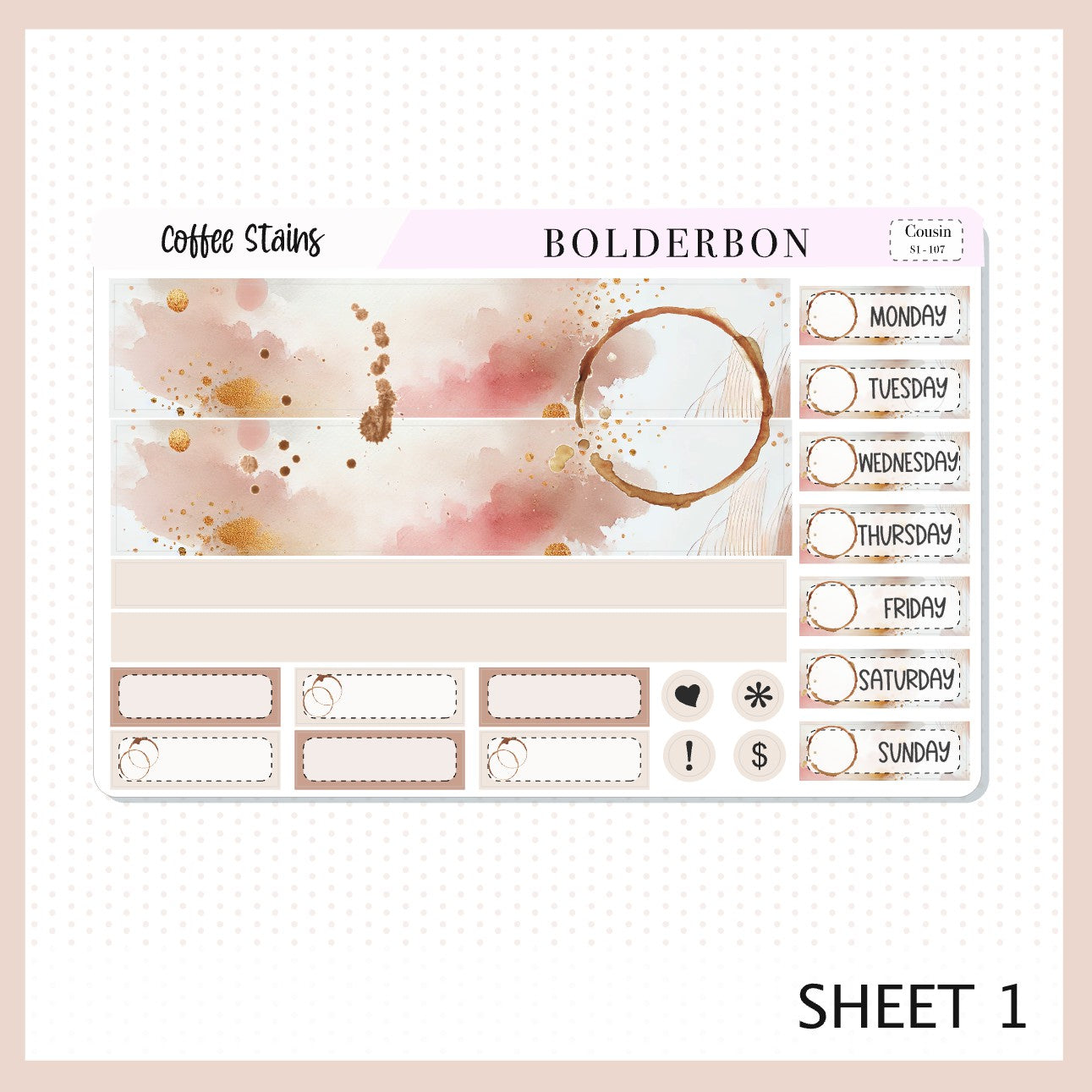 COFFEE STAINS Hobonichi Cousin || Planner Sticker Kit