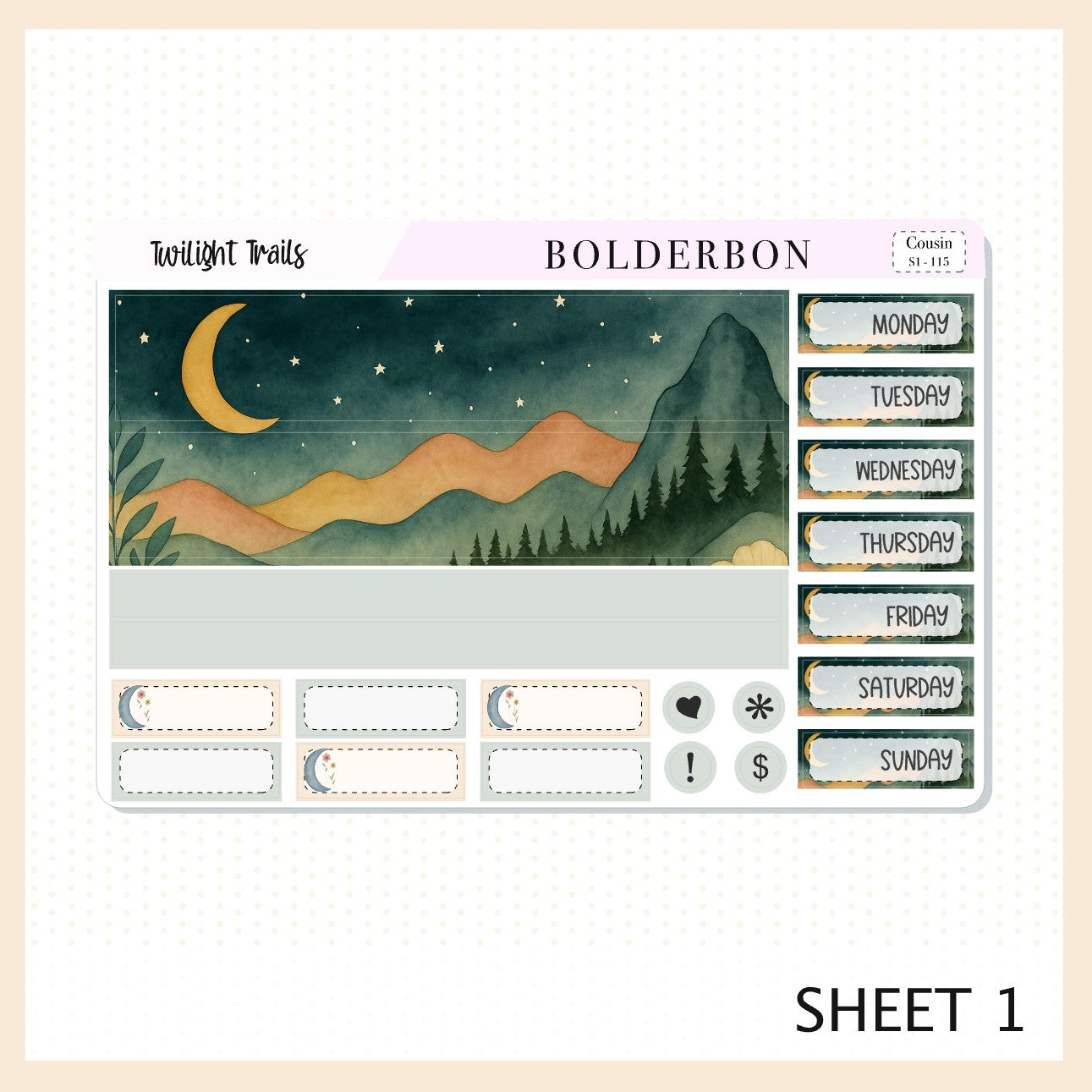 TWILIGHT TRAILS Hobonichi Cousin || A5 Planner Sticker Kit, Aesthetic Outdoor Nature Camping Weekly Planner Stickers