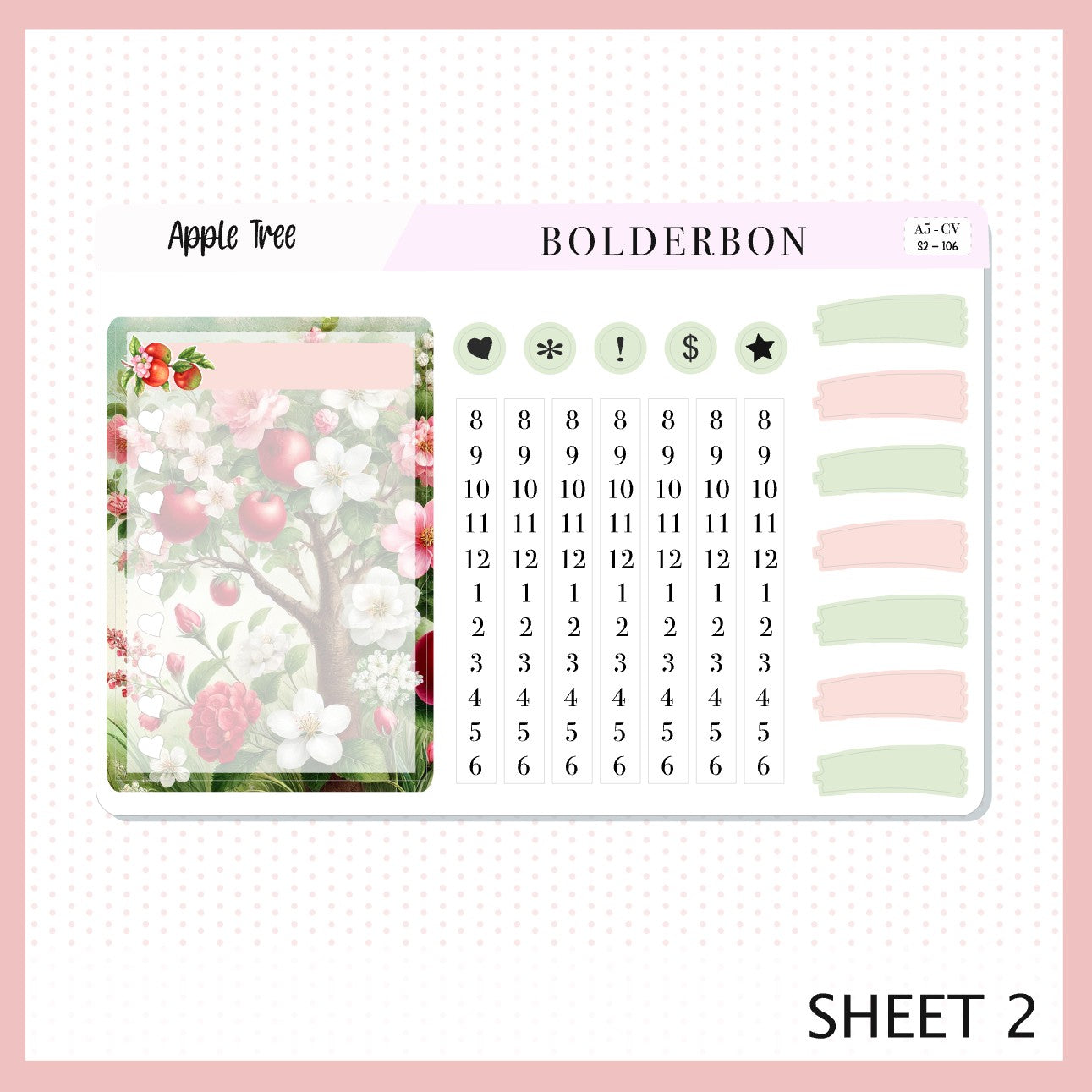 APPLE TREE "Compact Vertical" || A5 Planner Sticker Kit