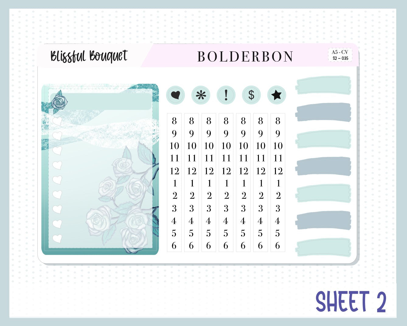 BLISSFUL BOUQUET "Compact Vertical" || A5 Planner Sticker Kit, Winter