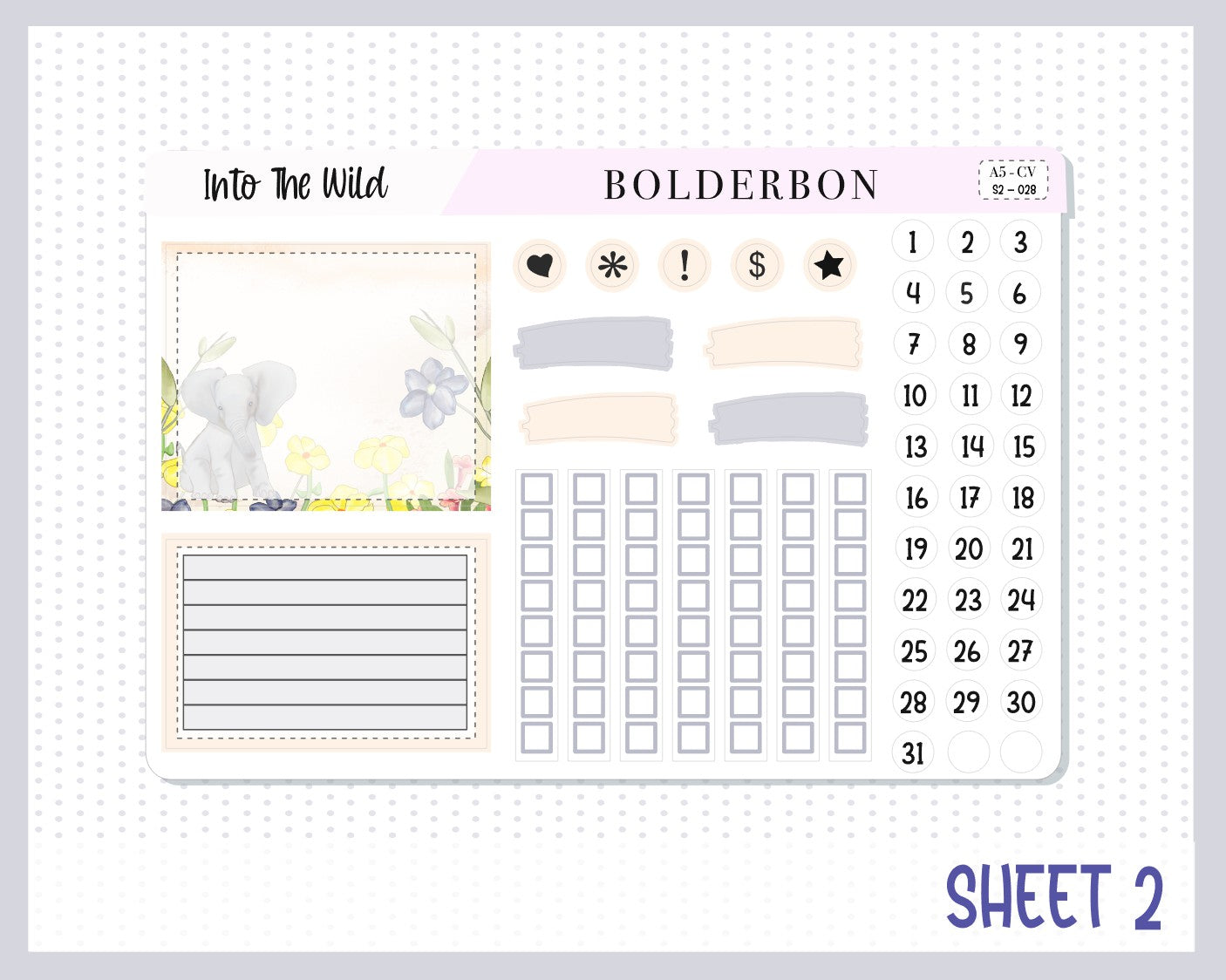 INTO THE WILD || A5 Compact Vertical Planner Sticker Kit