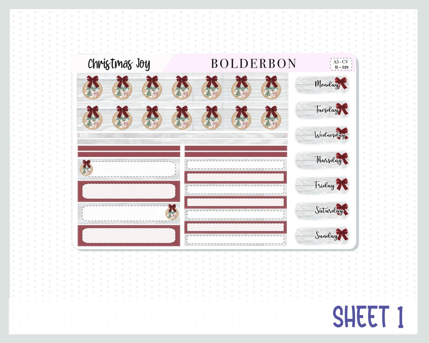 CHRISTMAS JOY "Compact Vertical" || A5 Planner Sticker Kit