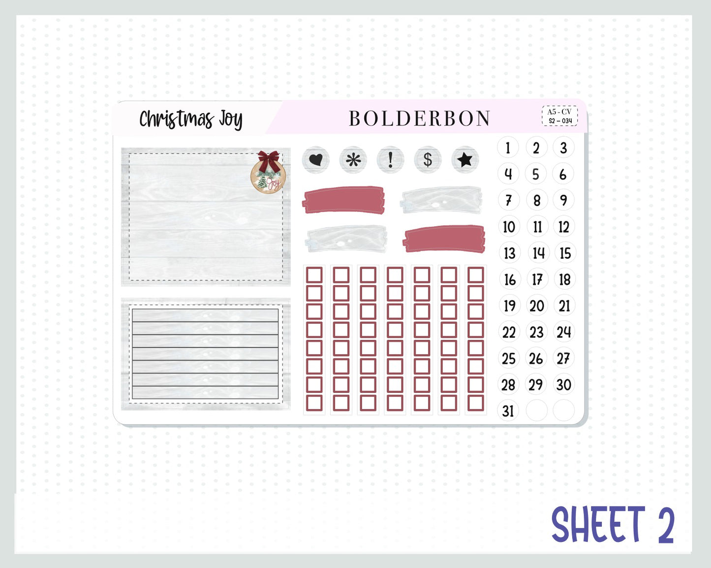 CHRISTMAS JOY "Compact Vertical" || A5 Planner Sticker Kit