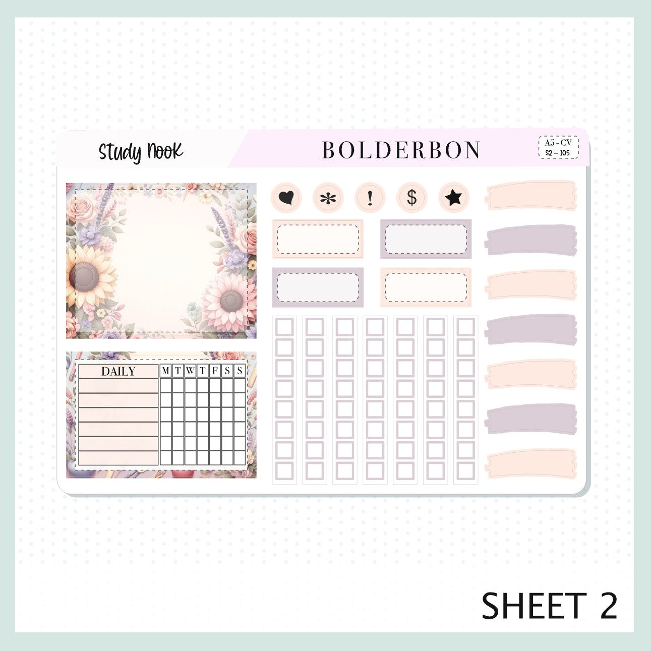 STUDY NOOK "Compact Vertical" || A5 Planner Sticker Kit