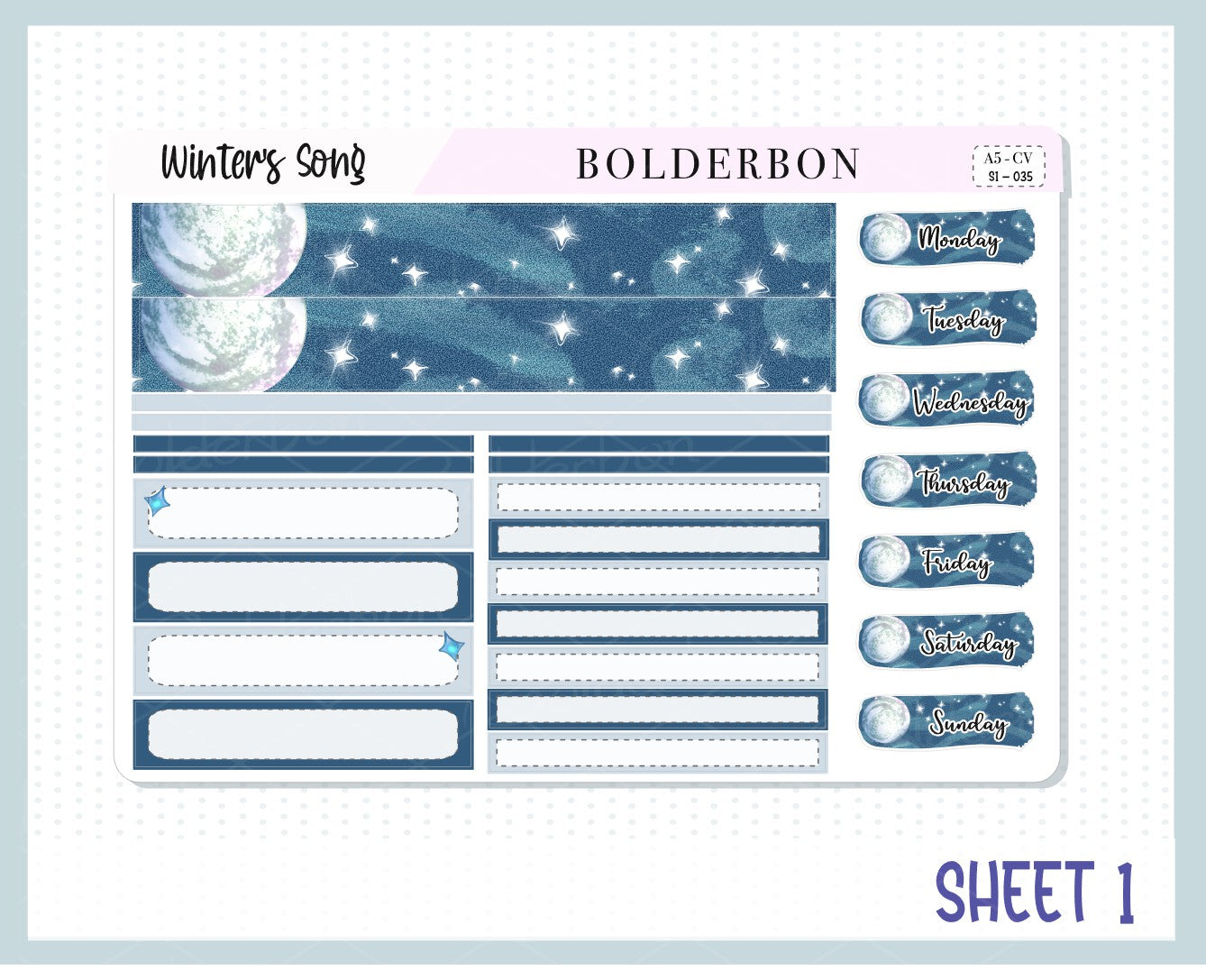 WINTERS SONG "Compact Vertical" || A5 Planner Sticker Kit, Winter