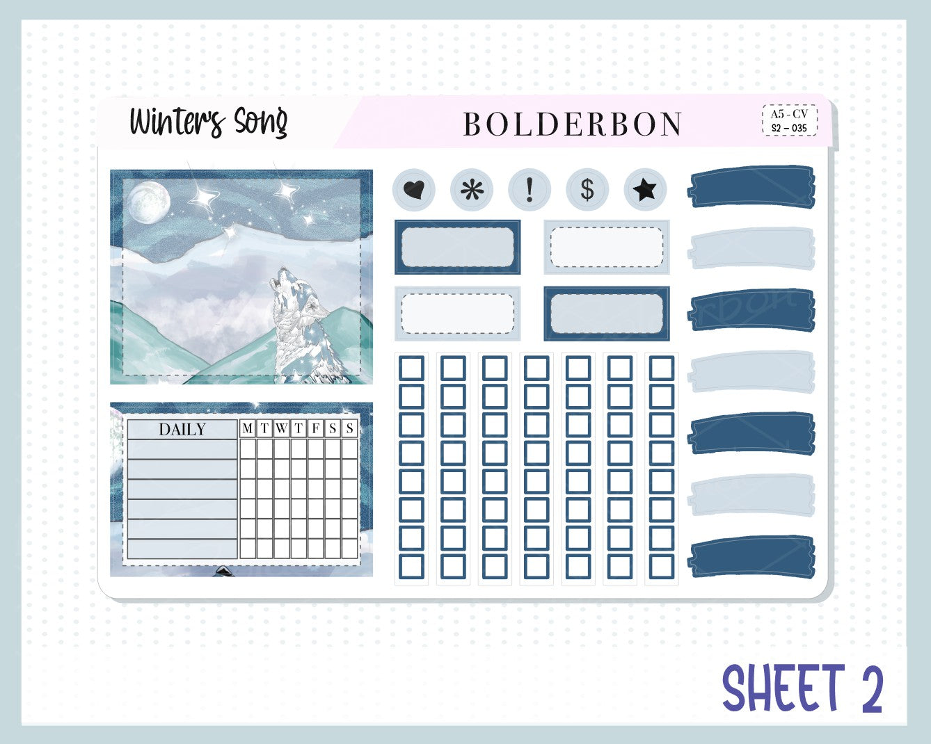 WINTERS SONG "Compact Vertical" || A5 Planner Sticker Kit, Winter