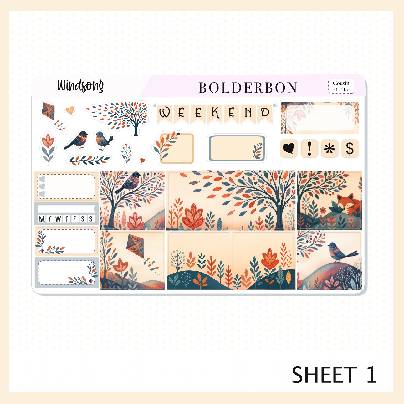 WINDSONG Hobonichi Cousin || A5 Planner Sticker Kit, Whimsical Woodland Forest Theme, Fall Leaves Vibe Planner Stickers