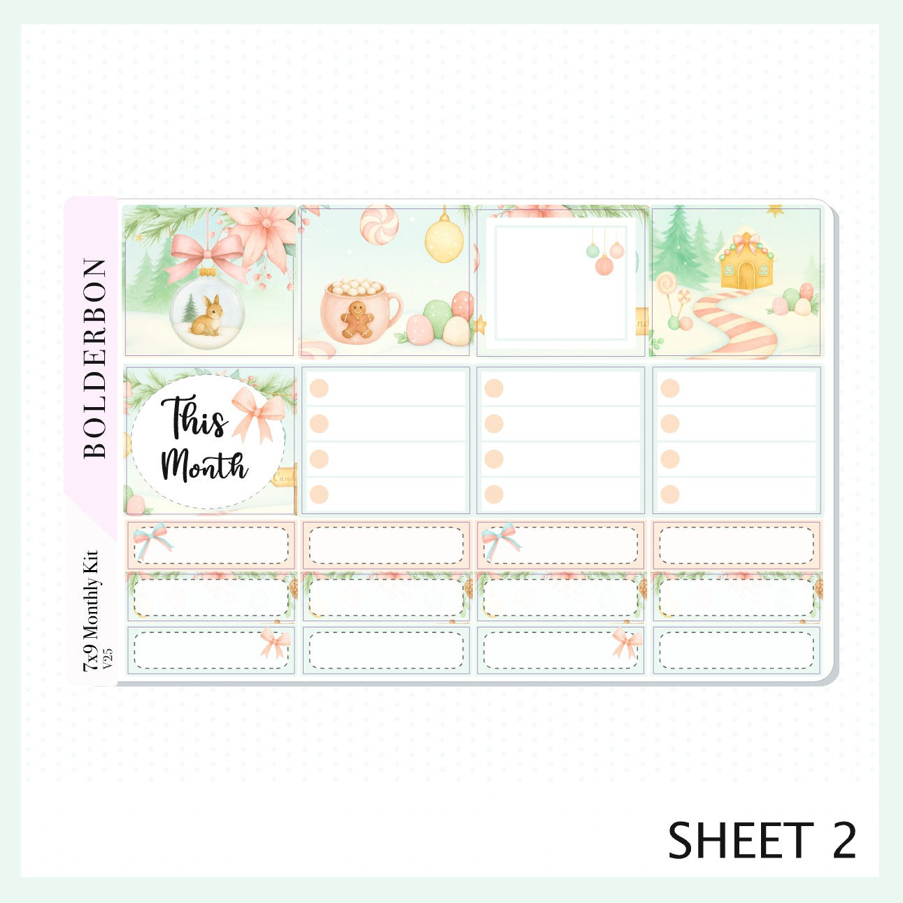 DECEMBER 7x9 Monthly Sticker Kit || Festive Christmas Planner Stickers, Holiday Pastel Vibe