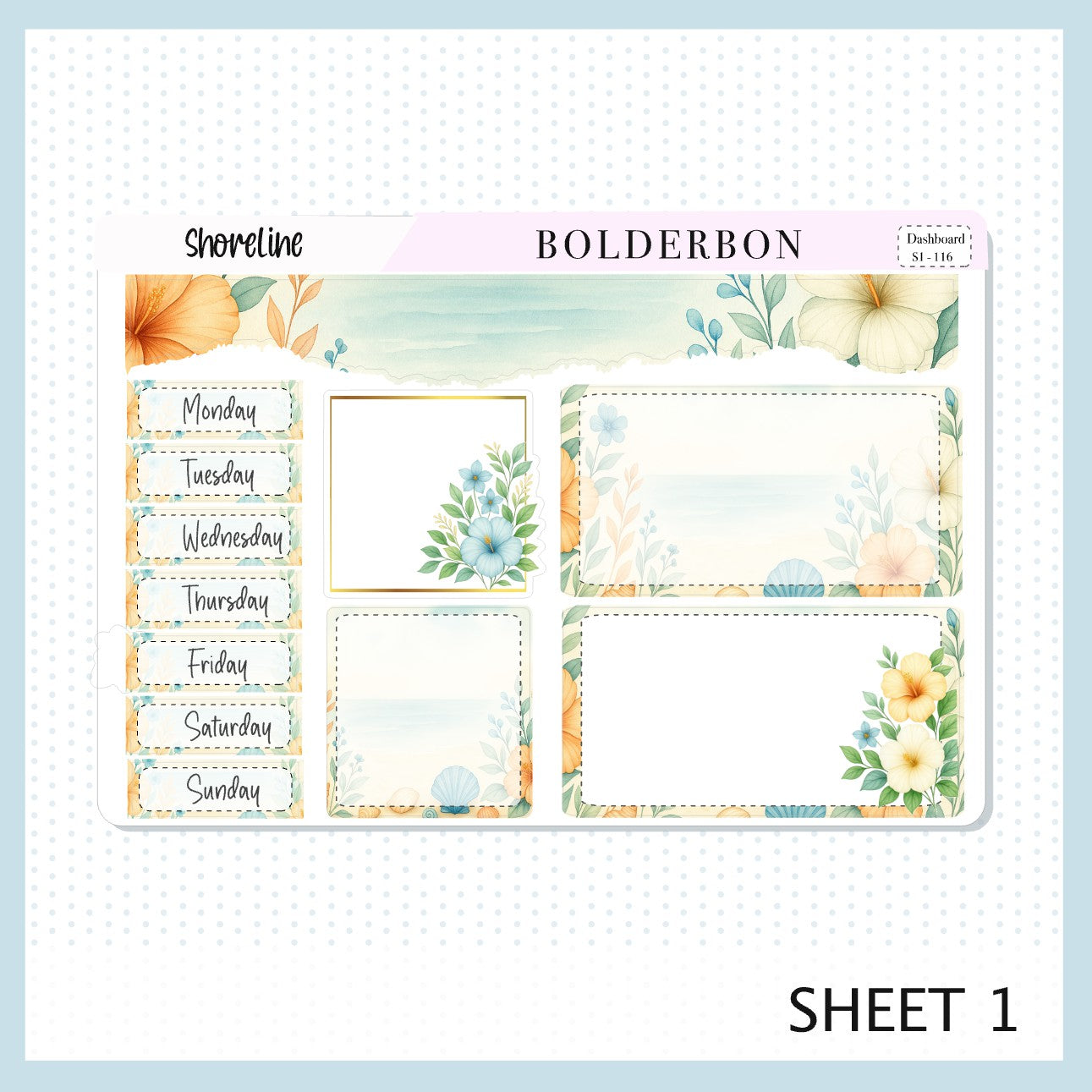 SHORELINE Erin Condren Dashboard Sticker kit || Coastal Beach and Nautical Vibe Planner Stickers
