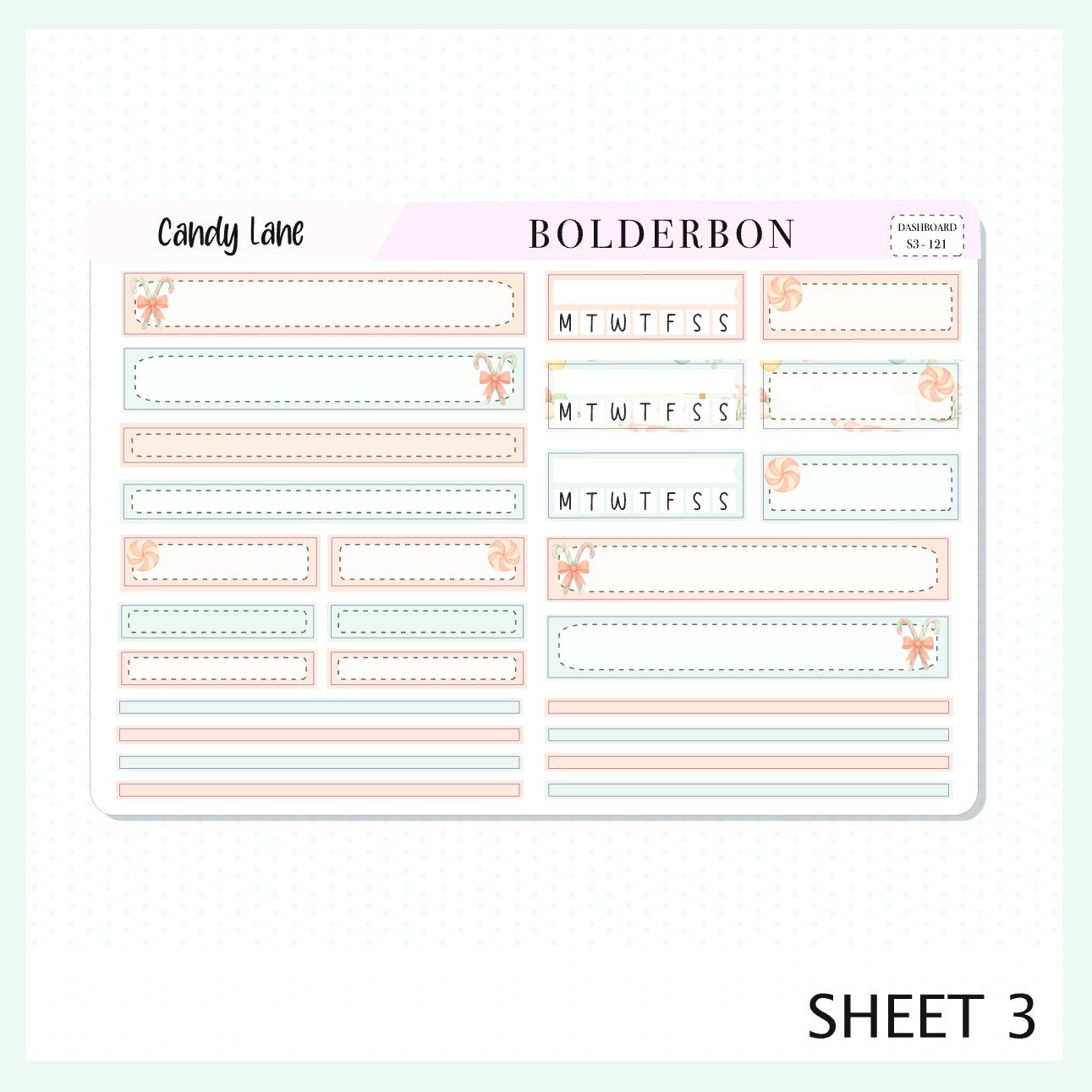 CANDY LANE Erin Condren Dashboard Sticker kit || Festive Christmas Planner Stickers, Holiday Pastel Vibe